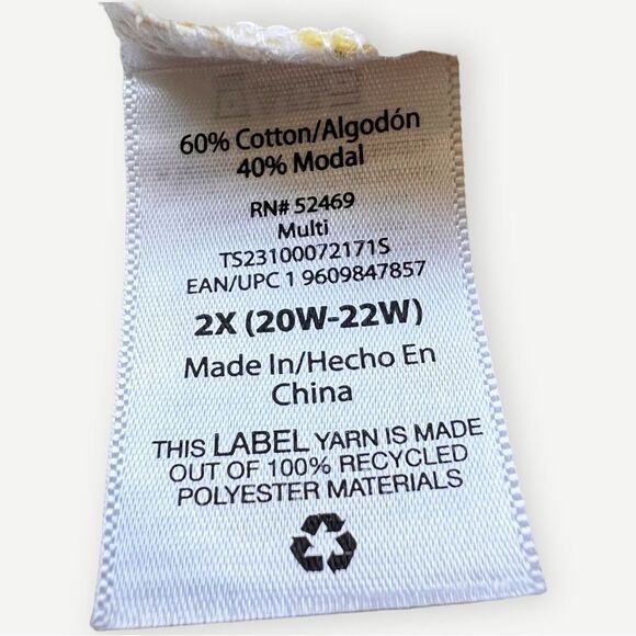 NWT Terra & Sky Short Flutter Sleeve Yellow & White Striped T-Shirt. 2X. 20. 22. - Picture 8 of 8